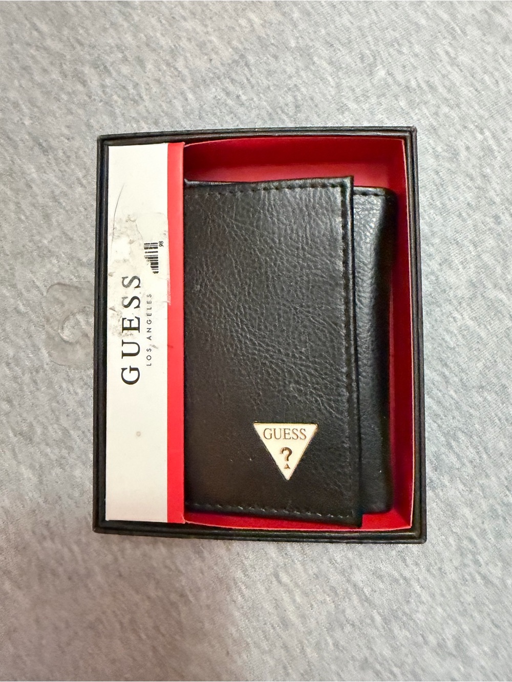 GUESS Men's Trifold Leather Wallet in Black - NIB